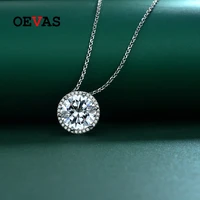 oevas 100 925 sterling silver d color 11mm high carbon diamond pendant necklace for women sparkling wedding party fine jewelry