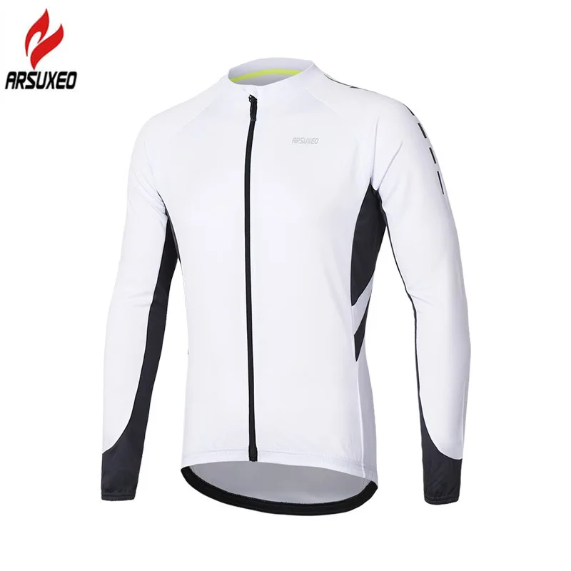 ARSUXEO Spring Summer Pro Breathable Men's Long Sleeve Cycling Jersey Reflective Bicycle Bike Shirts MTB Mountain Bike Jerseys