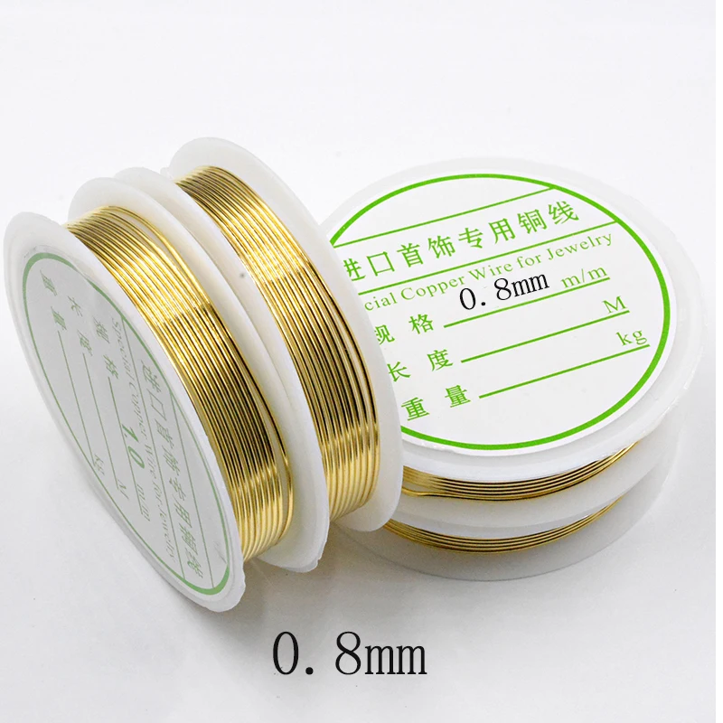 Gold-0.8mm-2.5M 6 м-30 м(235-1179 дюйма) длина 0,25-0,6 мм Диаметр медная металлическая нить Бисероплетение проволока шнур нить для DIY ожерелье браслет - Цвет: Gold-0.8mm-2.5M