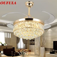 aosong modern ceiling fan lights crystal lamps remote control invisible fan blade for dining room bedroom