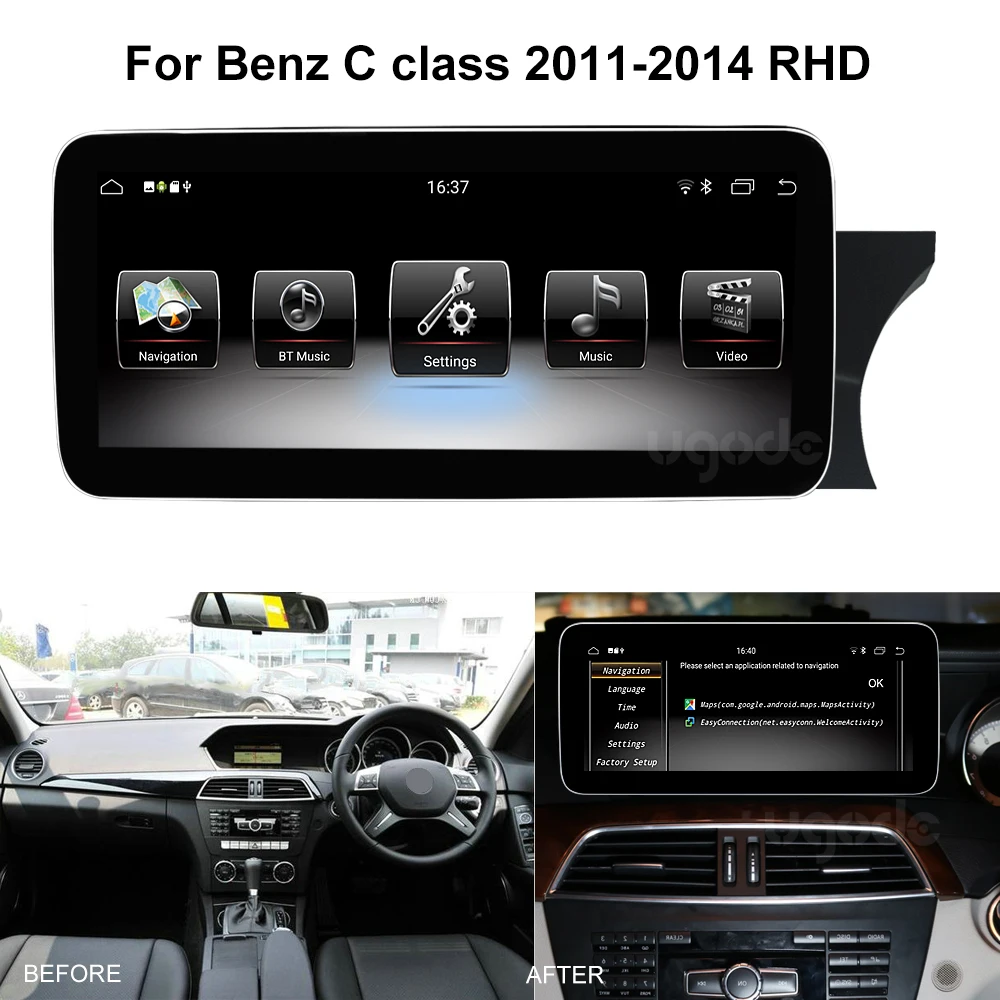 Ugode 2011 14 W204/S204 RHD Android 9 0 экран автомобильный gps навигационная мультимедийная