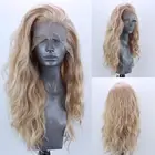 Marquesha длинные прямые Glonden блондинка часть синтетические волосы синтетический Синтетические волосы на кружеве парика, устойчивая к высоким температурам волоконный Синтетические волосы на кружеве парик для Для женщин