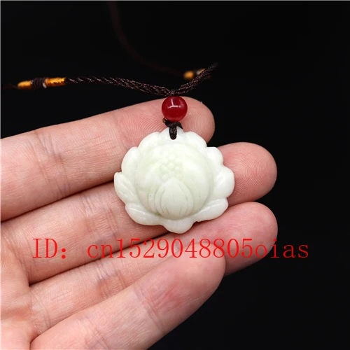 Ожерелье с подвеской в виде натурального белого китайского Нефритового лотоса