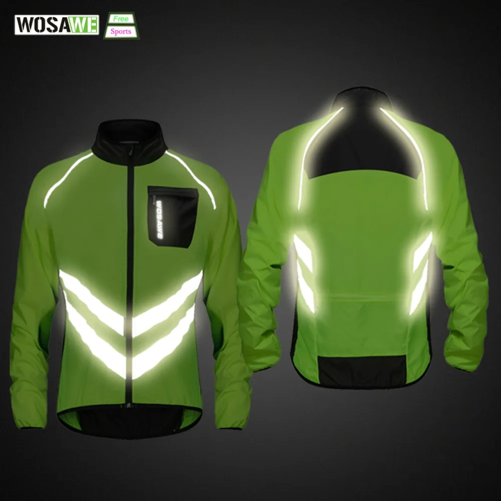 

WOSAWE High Visibility Cycling Men's Windbreaker Waterproof Light Weight Safety Cycling Jacket Raincoat Mountain Bike Clothing