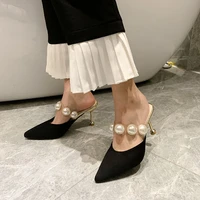 pearl black sandals women slippers summer shoes woman mules heels 2022 womens outdoor slippers most sold products woman slippers