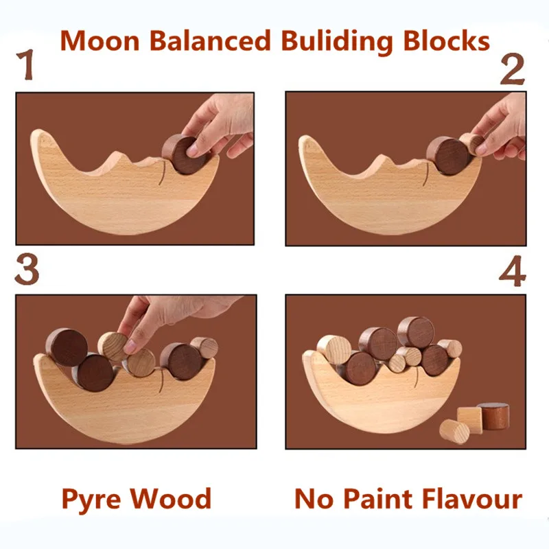

Moon Balance Building Blocks Children Wooden Toys Baby Early Learning Toy Montessori Teaching Aids Parent Child Interactive Toys