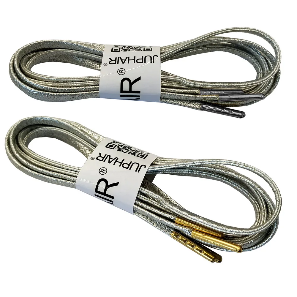 

Gold Silver Flat Shoelaces 160cm 180cm with Metal Tips PU Leather Shoelaces for Sneaker Boots Novelty Shinning Shoe Laces 2Pairs