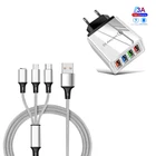 Кабель 3 в 1 для быстрой зарядки телефонов, 1,2 м, 4 USB-порта, Type-C, Micro USB, для Iphone, Samsung, Huawei, Xiaomi, OPPO