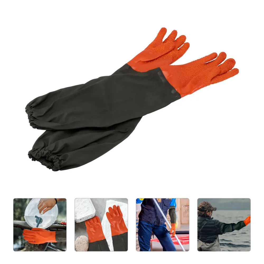 

1Pair Outdoor Fish Catching Practical Rubber Working Black Orange