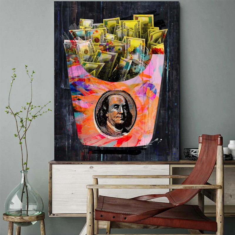 Плакат граффити Художественная Картина на холсте абстрактные деньги и фигурки