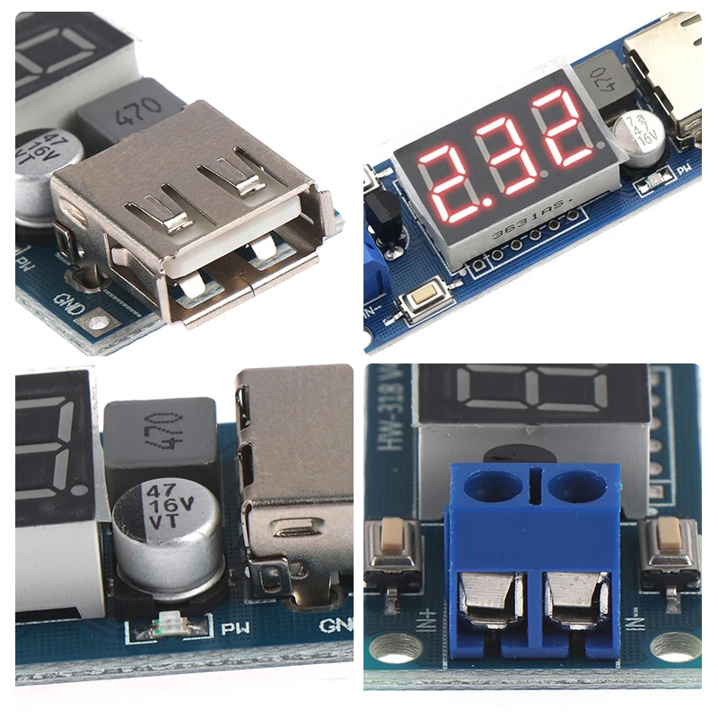 DC 4 5 40V to 5V 2A светодиодный LED Down преобразователь вольтметр Модульная плата|Детали и