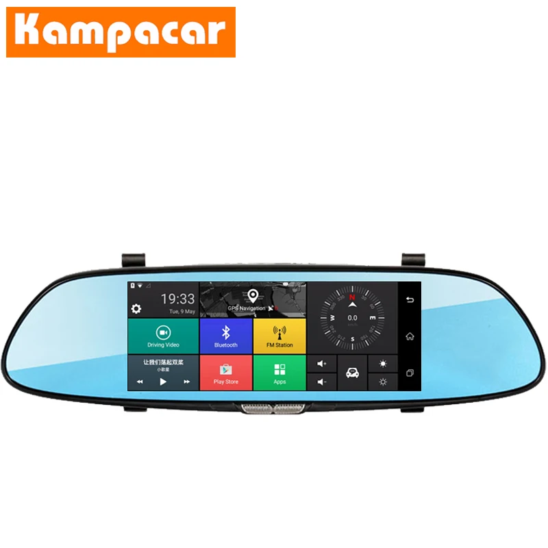 Kampacar HD Автомобильный видеорегистратор заднего вида gps 3g навигация трекер " зеркало навигатора камера Wifi видео рекордер для автомобиля Android навигация