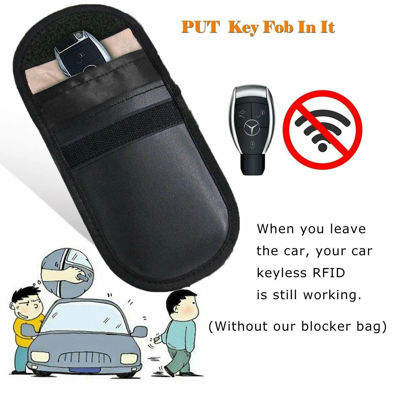 

Cage Key Signal Blocker Car Faraday For BMW For Ford Keyless PU Leather