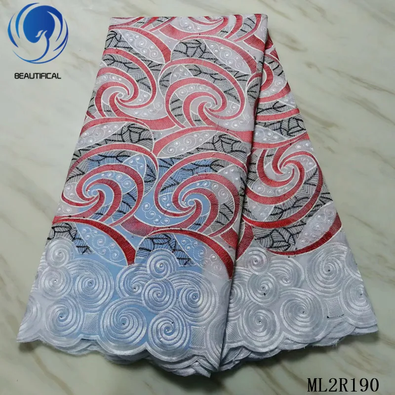 

BEAUTIFICAL african cotton cloth Fashion auspicious clouds embroidery nigerian voile lace fabric cotton lace 5yards/lot ML2R190