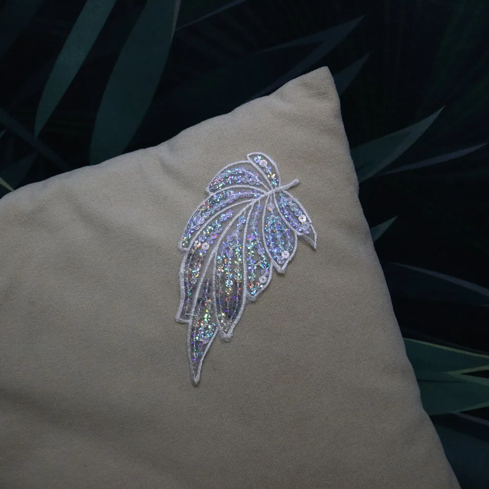 1 шт. кружевные нашивки с белыми листьями для одежды вышивка пайетками Аппликации