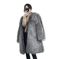 S-9XL Women Winter Clothing Plus Size New Imitation Fox Hair Long Coat Casual Fur Coat Winter Windbreaker