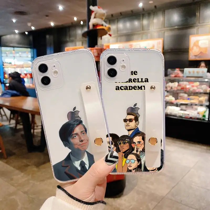 

The Umbrella Academy Phone Case Wrist Strap For iPhone 7 8 11 12 X XS XR MINI Pro Max Plus Hand Band Transparent Clear