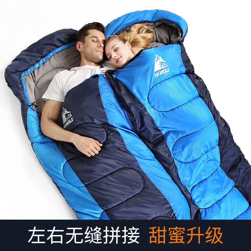 Уличный спальный мешок Hewolf для взрослых утолщенный с надписью пары кемпинга