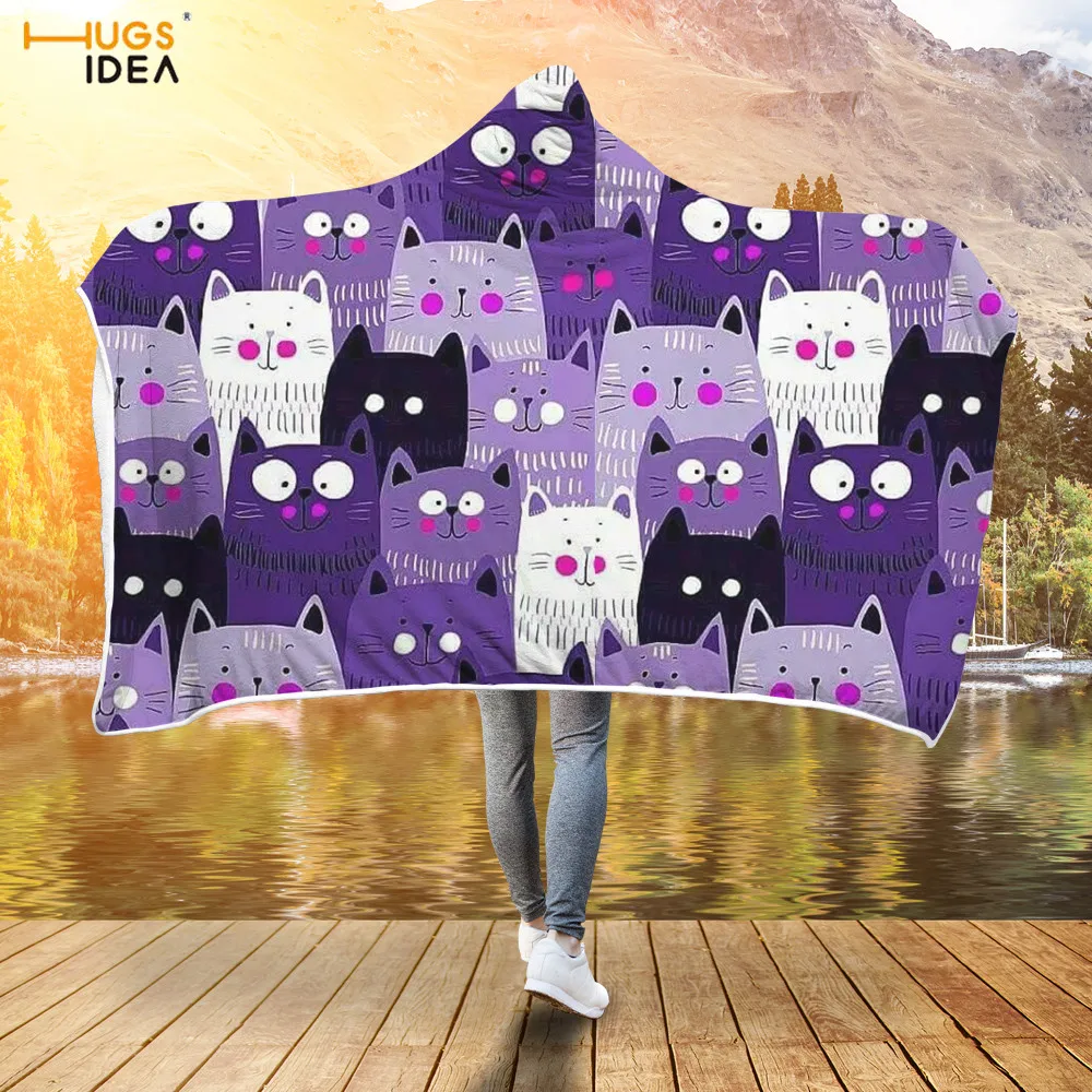 HUGSIDEA милый Кот вечерние узор фланелевый ночной комплект для детей Одеяло с
