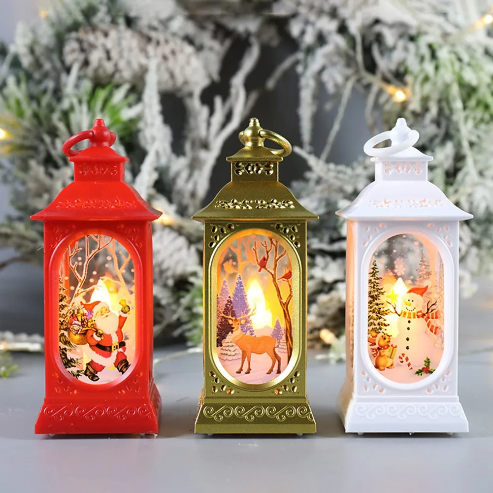 

Christmas LED Light Up Lantern Xmas Table Lamp Ornament Decoration Wind Lantern Christmas Decorations For Home