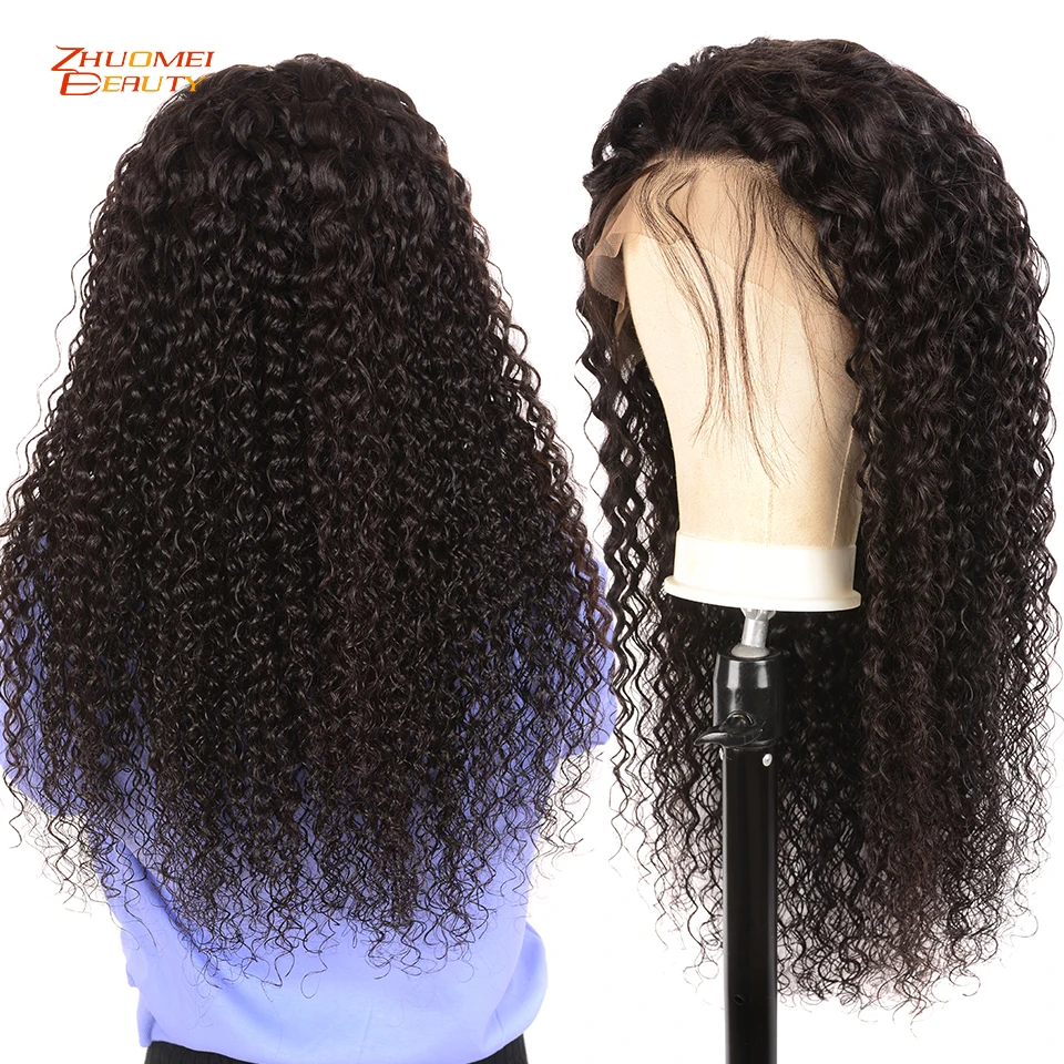 Zhuomei beauty 150% волнистые человеческие волосы на кружеве 13*6/13*4 Remy перуанские кружевные передние парики с детскими волосами предварительно выщипанные