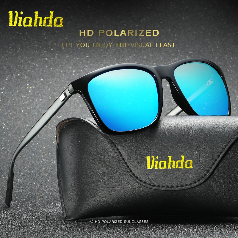 Мужские квадратные солнцезащитные очки VIAHDA поляризационные с линзами UV400