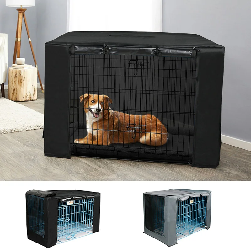 

Pet Dog Kennel Cover 600D Oxford Dustproof Waterproof Durable Dog Cage Dust Cover Outdoor Foldable Universal Dog Cage Accessory
