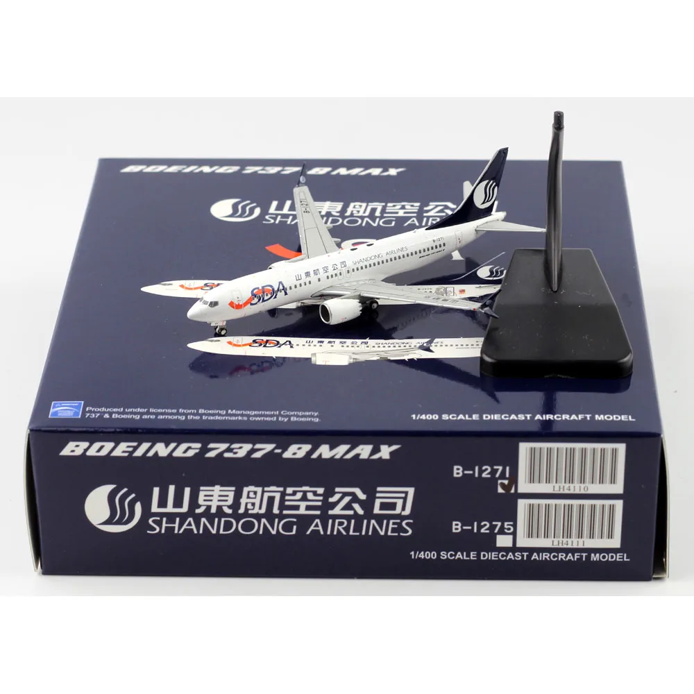 

1:400 Alloy Collectible Plane Gift JC Wings LH4110 Shandong Airlines Boeing B737-8MAX Diecast Aircarft Model B-1271 With Stand