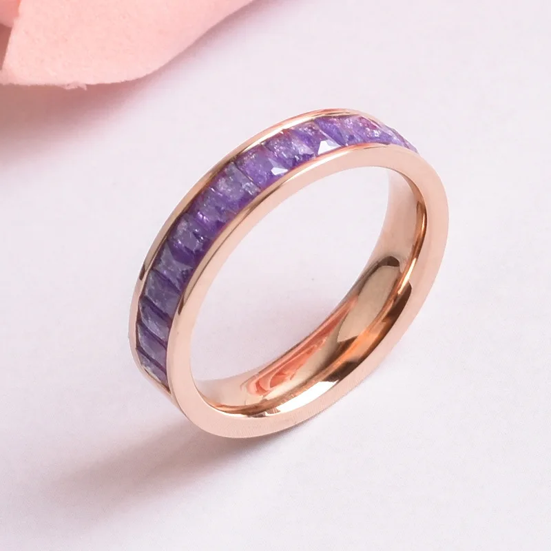 Зимнее Новое Стильное красочное кольцо из нержавеющей стали с криолитом модное