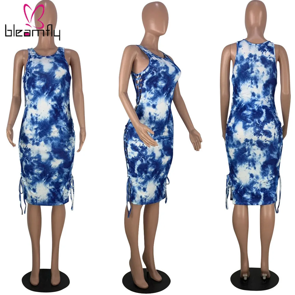 Сексуальное облегающее платье с принтом Tie Dye женские Клубные вечерние платья