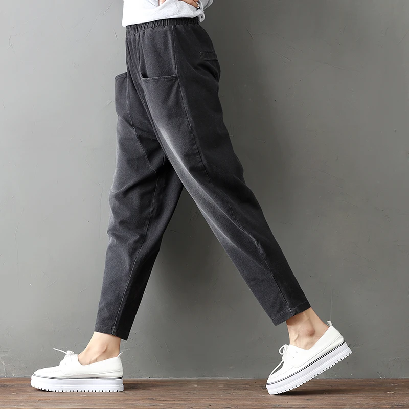 Брюки женские свободного покроя в стиле Харадзюку винтажные повседневные