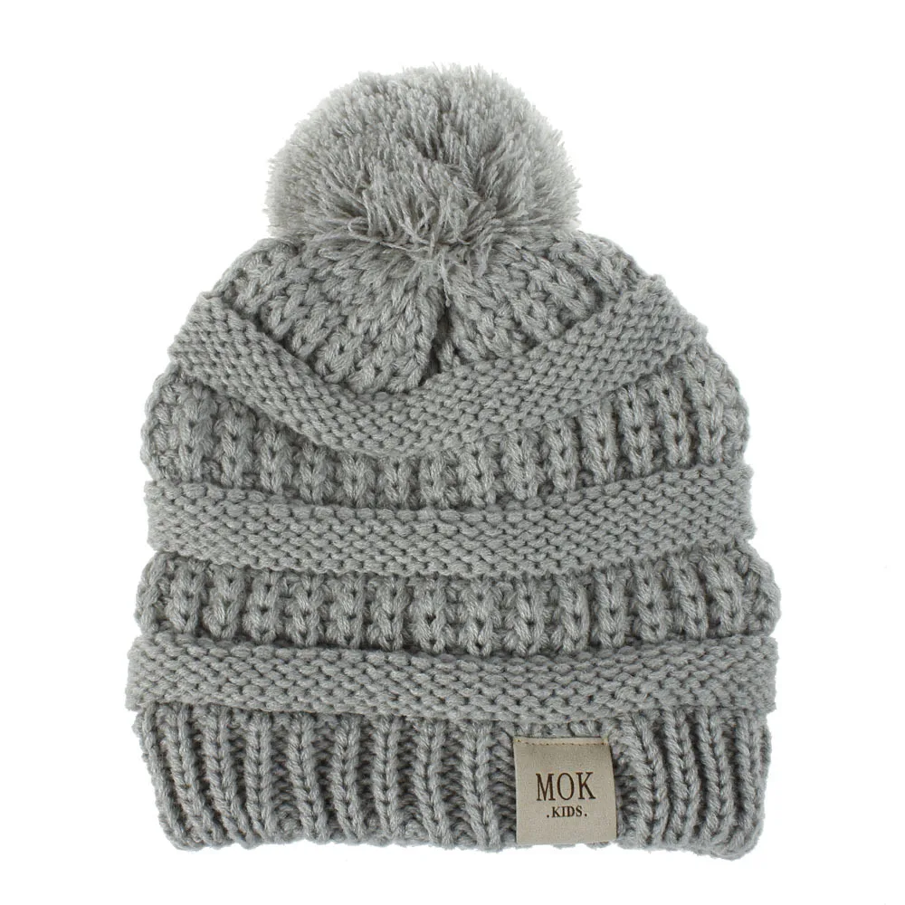 Kids Beanies Baby Hat Pompom Knitted Winter Children Cap For Girl 's | Мать и ребенок