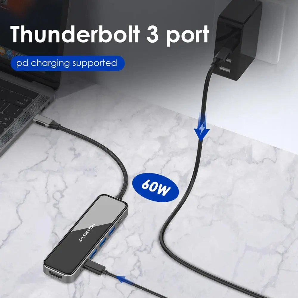 

USB HUB to USB 3.0 HDMI Adapter Dock for MacBook Pro 13.3 Accessories USB-C Type C 3.0 Splitter 6 Port USB HUB with PD charging