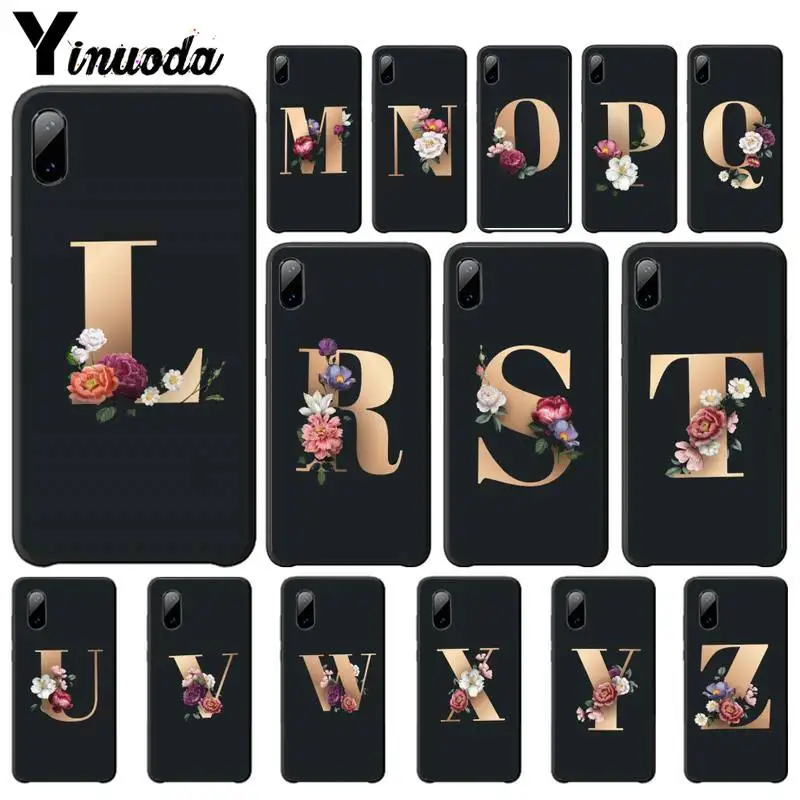 Классический чехол с буквенным алфавитом и цветочным принтом для Xiaomi Mi A1 A2 Lite Redmi