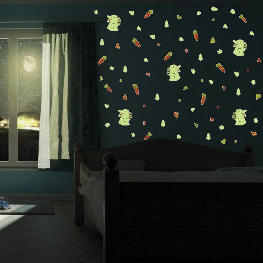 3 шт./компл. светящиеся съемные наклейки на стену с изображением моркови кролика