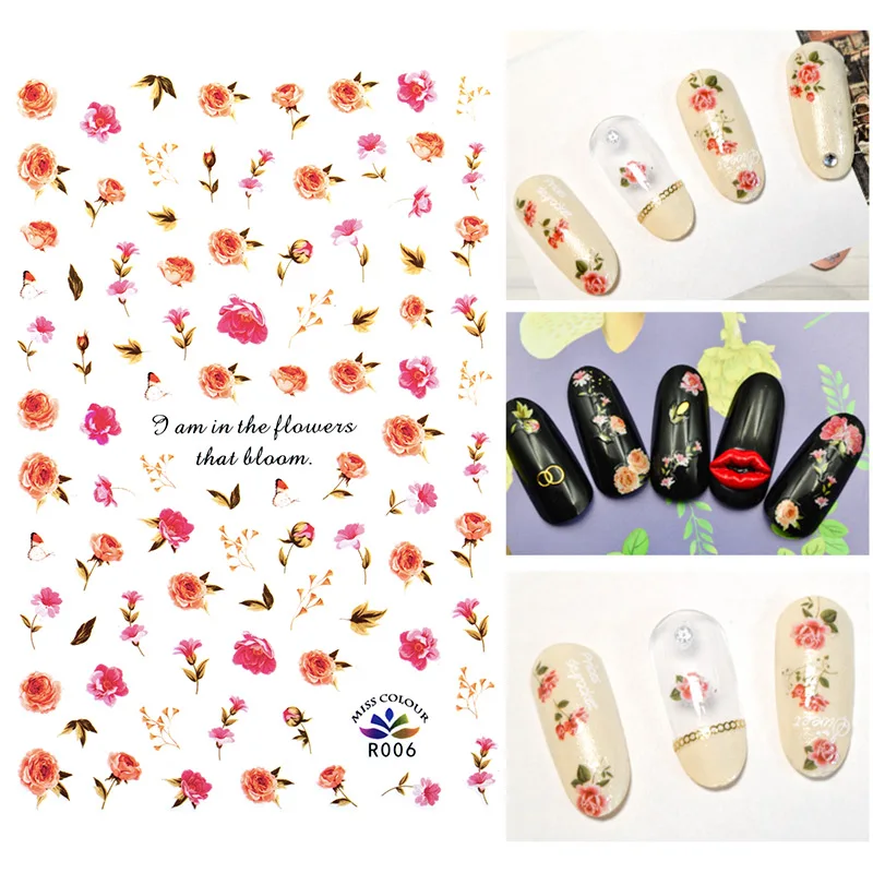 

3D Nail Sticker Art Stickers Foil Adhesive Flower Decals Designs Manicure Decorations