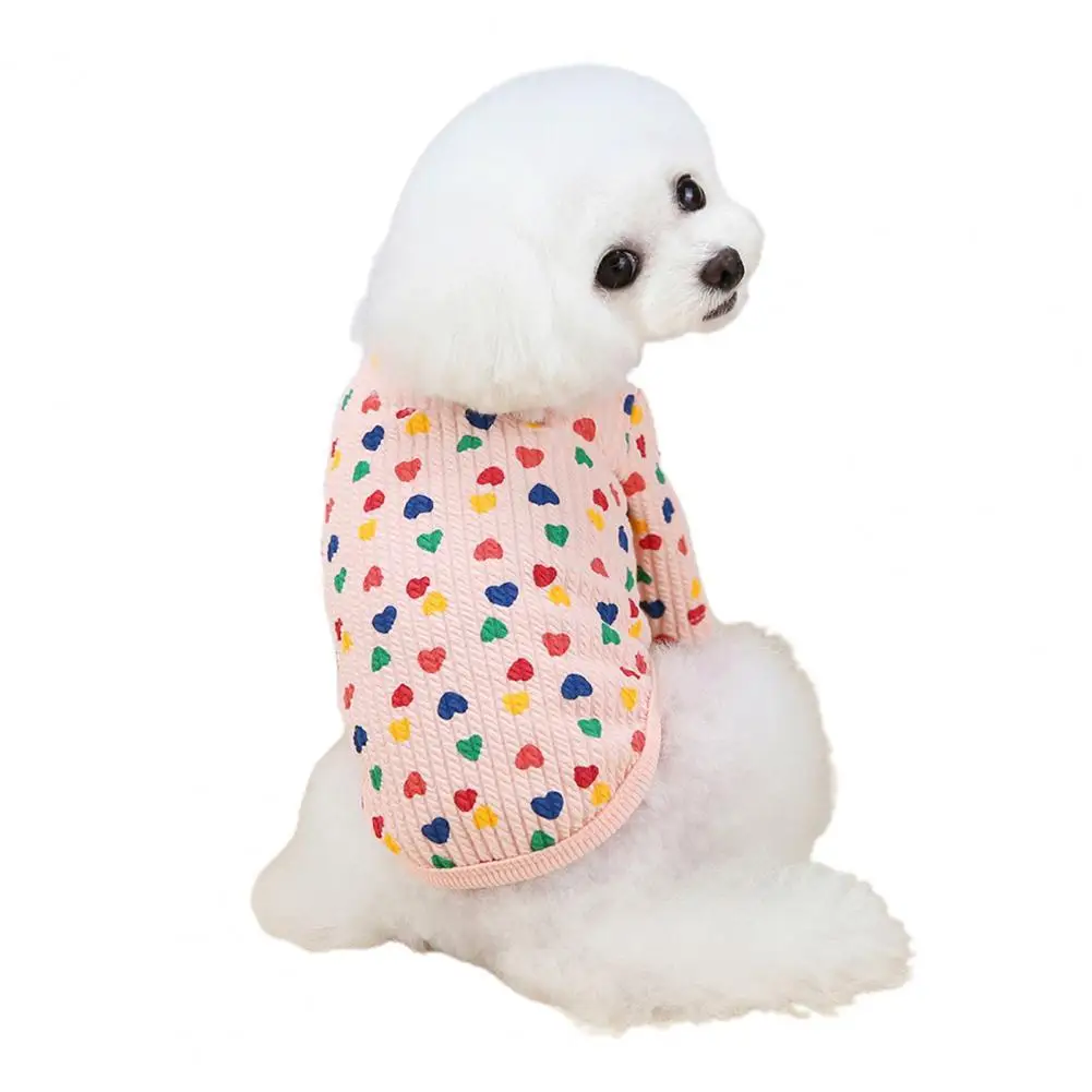 Cotton Dog Shirt Love Heart Print Skin-friendly Casual Comfortable Warm Puppy Autumn Winter Buttons Shirt Puppy Costume