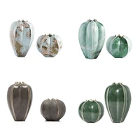 jingdezhen high temperature ceramic series carambola flower vase modern light luxury high grade gray soft decoration dried