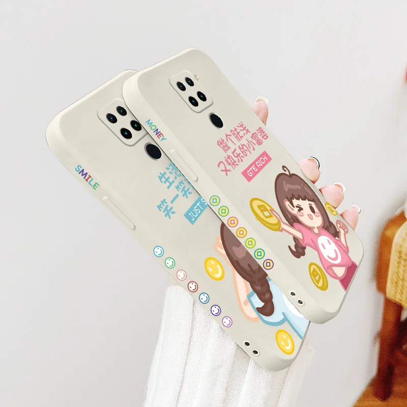 

Contented Girl Phone Case For Xiaomi Redmi Note 10 10S 9T 9 8 7 Pro MAX Redmi 9 9A K40 K40pro K30 K20 Liquid Silicone Cover