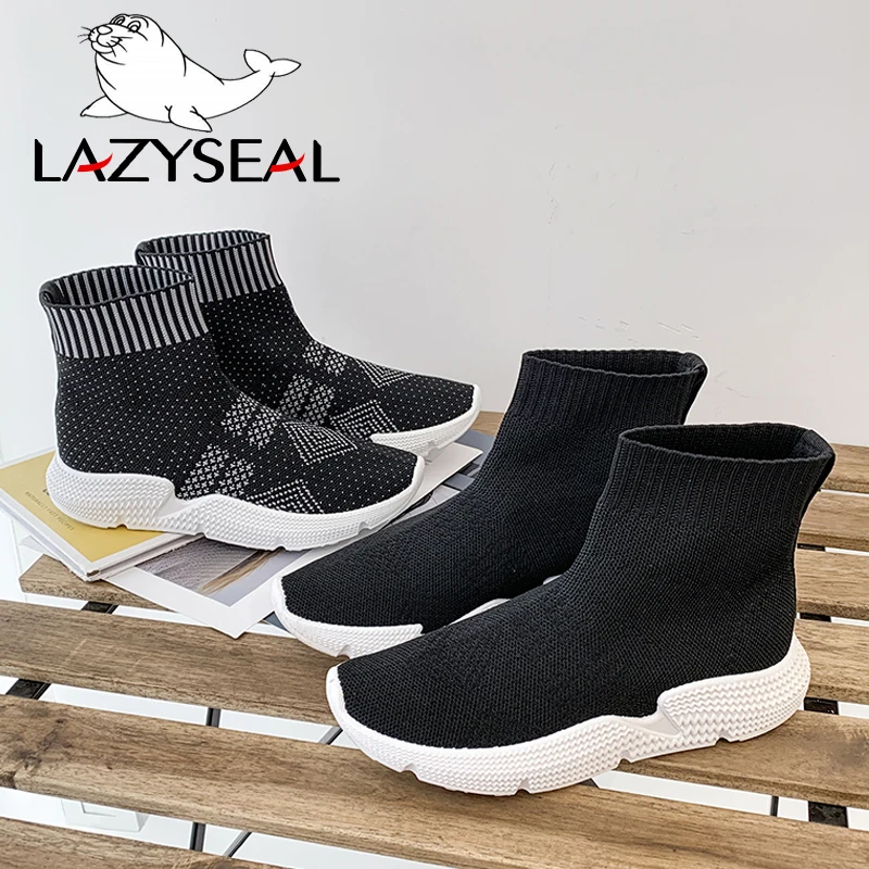 LazySeal ботильоны на не сужающемся книзу массивном каблуке Повседневная обувь из