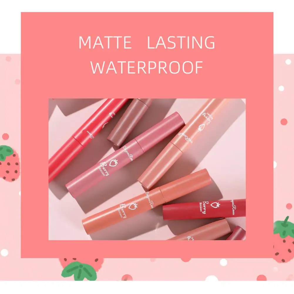 Жидкая помада мягкий для здоровья не сухая клубничный матовый милый блеск губ |