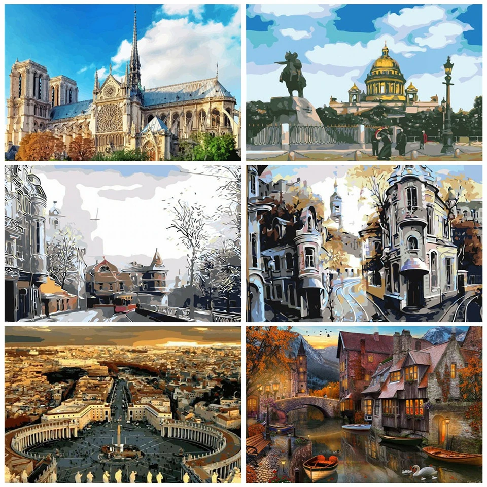 AZQSD DIY Краски по номерам для взрослых пейзаж акрил Хо Раскраска картины маслом на