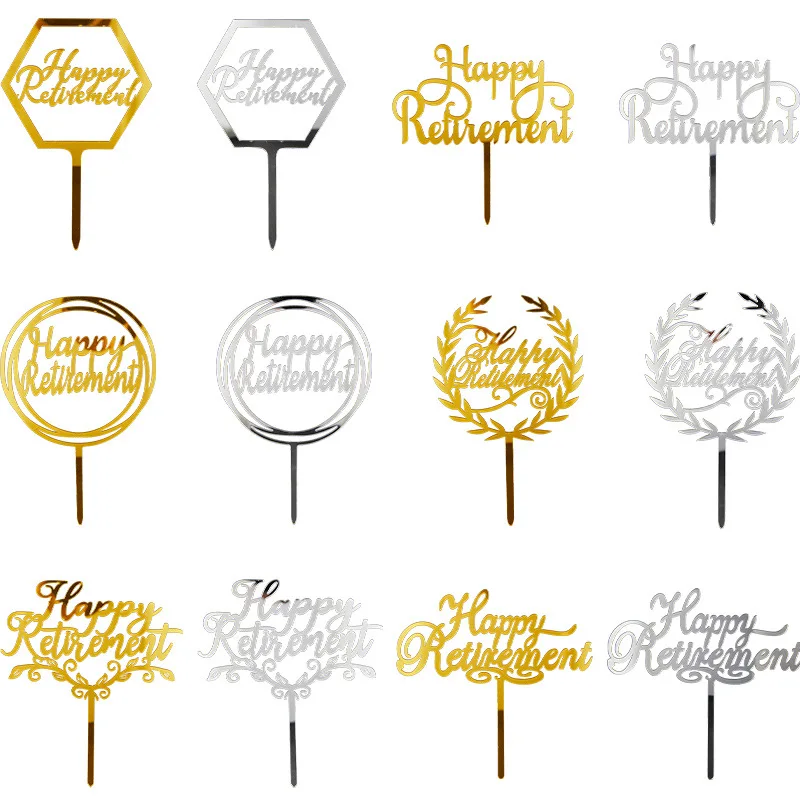 

Colored Flowers Happy Birthday Cake Topper Golden Acrylic Birthday Party Dessert Decoration For Baby Shower Baking Supplies
