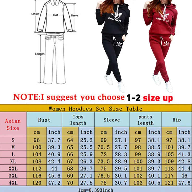 

Women Hoodies Pants 2 Piece Set Printed Winter Tracksuit Pullover Sweatshirt Trousers With Pockets Tracksuit Suits Sportswear