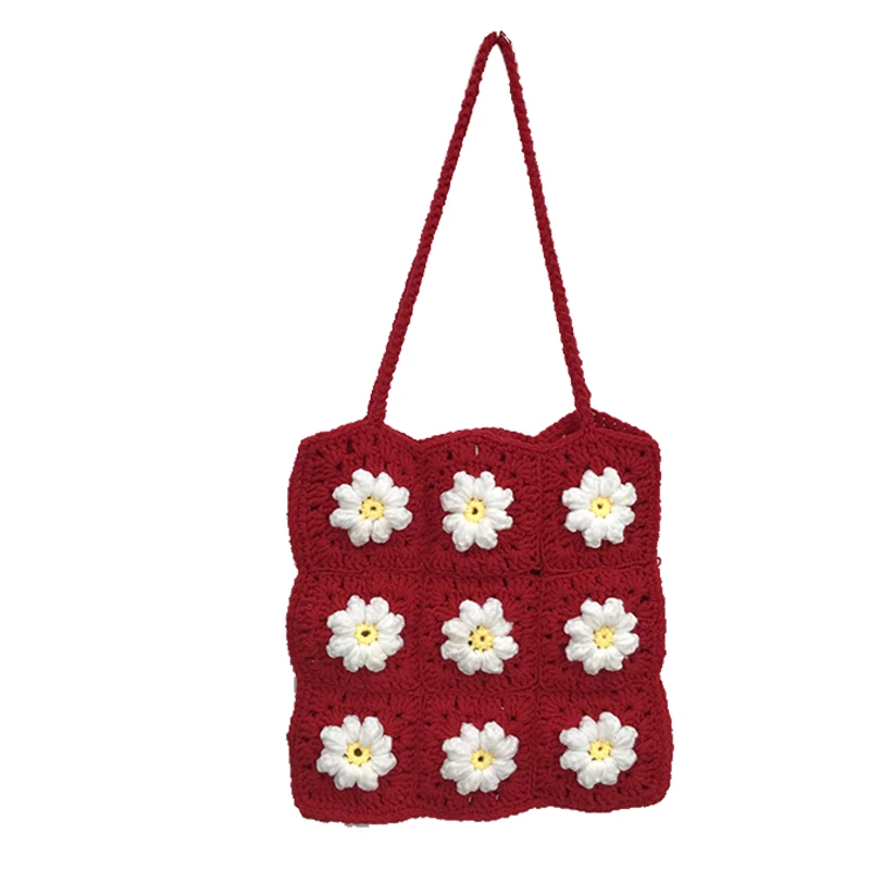 

Fashion Women Large Capacity Shoulder Bag 2020 New Knitting Floral Poratble Shopping Pack Female Book Package C570