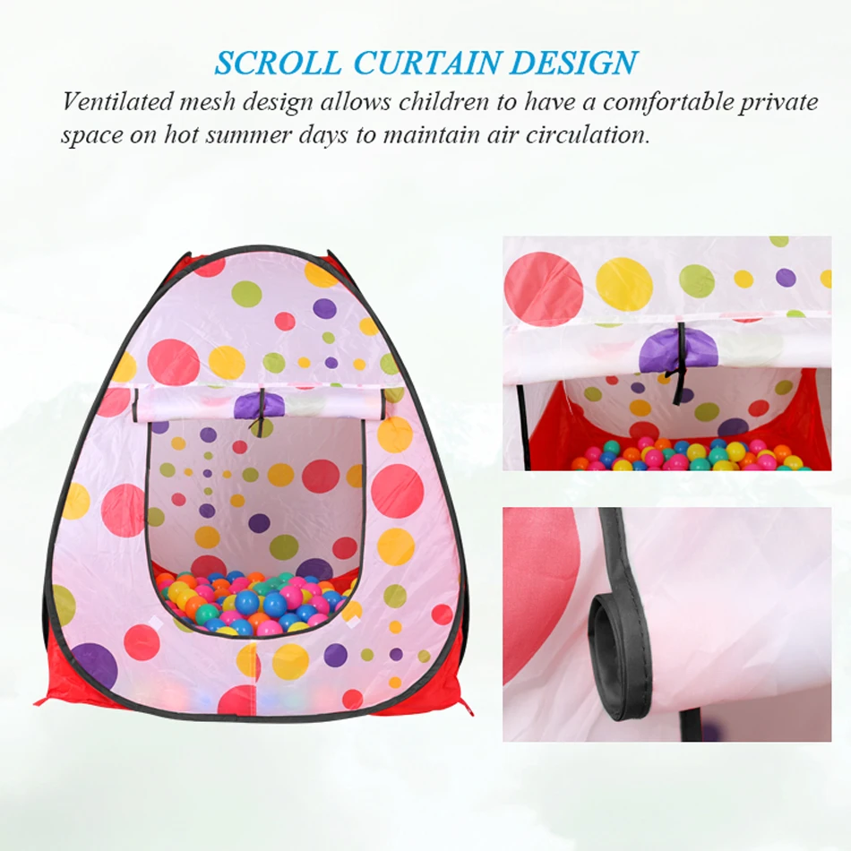 

3 In 1 Portable Children's Tent Foldable Ball Pit Pool Tent Large Children's House With Crawling Kids Teepee Tipi Tent Tunnel