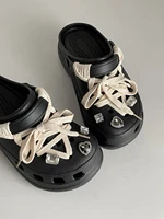 2021 sandals women summer harajuku shoes cartoon kawaii black pu leather ins lolita shoes casual