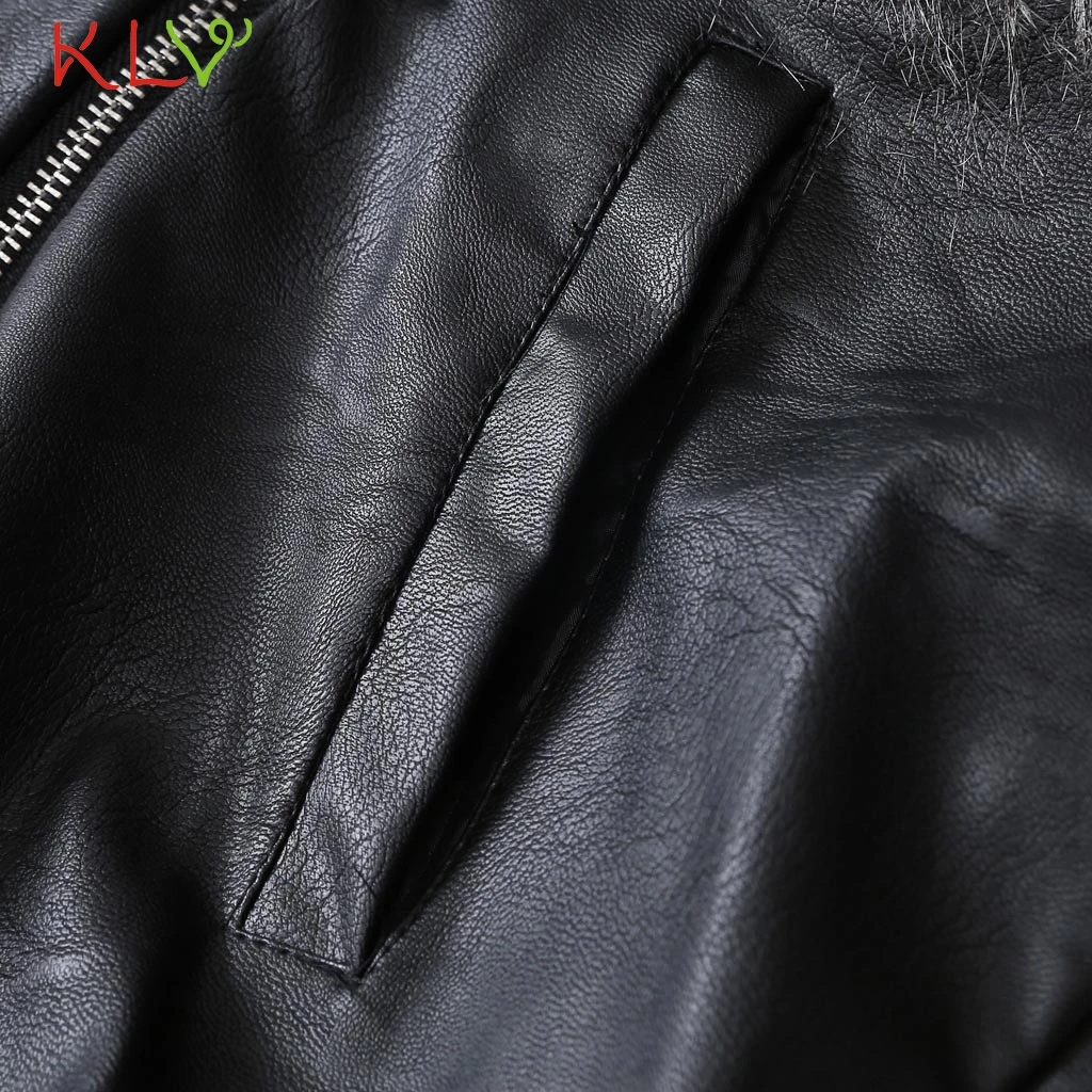 Куртка женская кожаная на молнии Черная байкерская теплая Повседневная ветровка