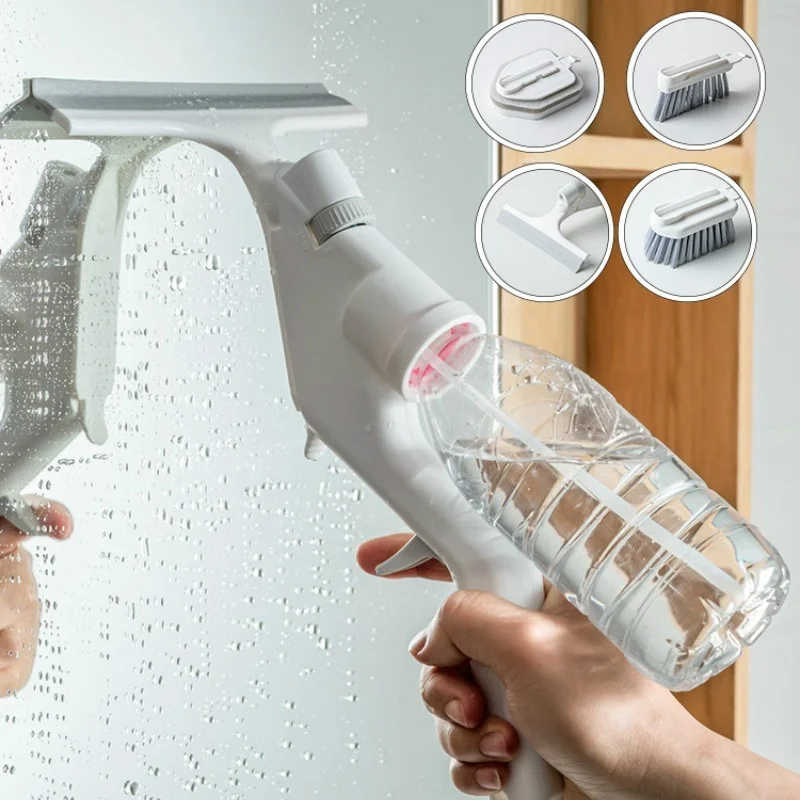 

1 Set of Household Water Spray Brush Sponge Wipe Window Crevice Brush Tool Window Wiper Cleaning Tool