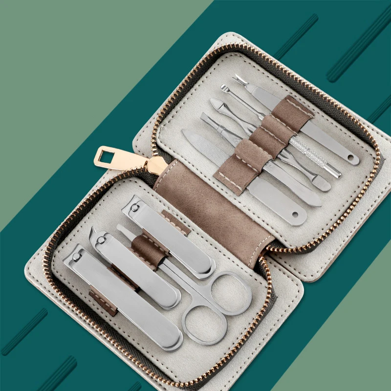 

9Pcs Manicure Set Pedicure Sets Nail Clipper Tool Stainless Steel Professional Nail Scissors Cutter Accessories Travel Case Kit